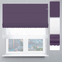 Римська штора День-Ніч Тюль/Блекаут Перфект із ланцюжковим карнизом з ажуром бузковий