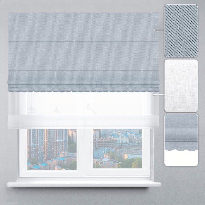 Римська штора День-Ніч Тюль/Блекаут Перфект із ланцюжковим карнизом з ажуром світло-сірий