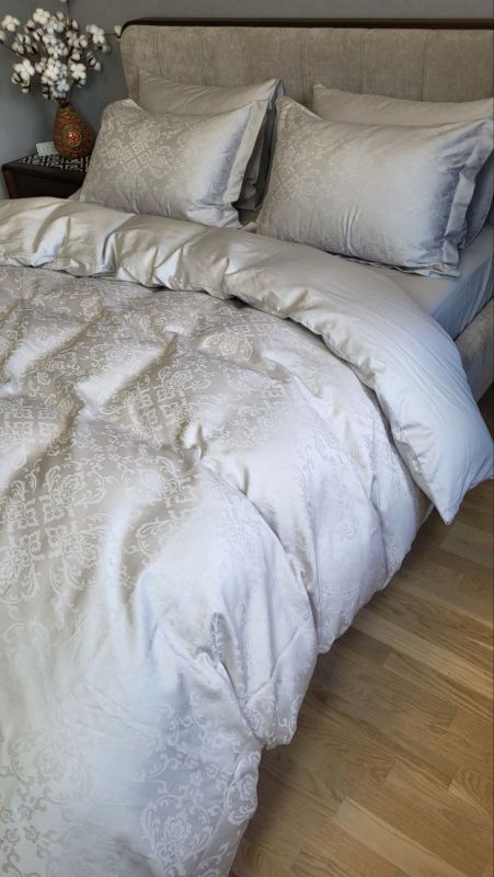 Сатин JACQUARD, CASPE GREY нав 50*70см (Двоспальний)