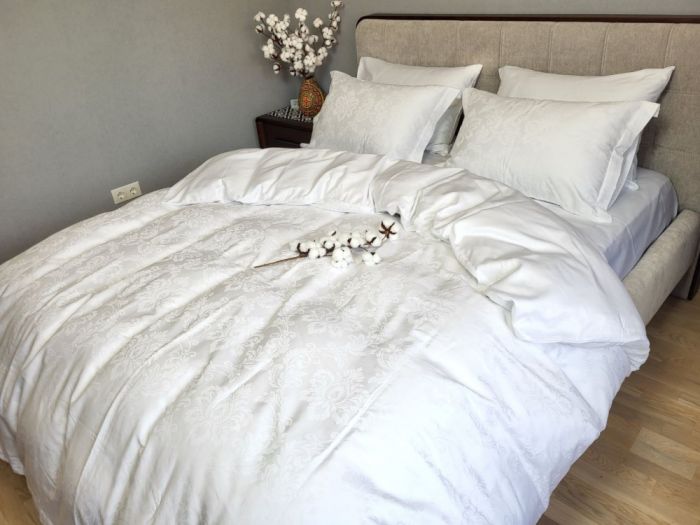 Сатин JACQUARD, TIARA WHITE (Полуторний)