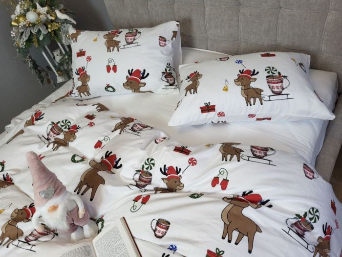 Гостинці/білий, Turkish flannel (Полуторний)