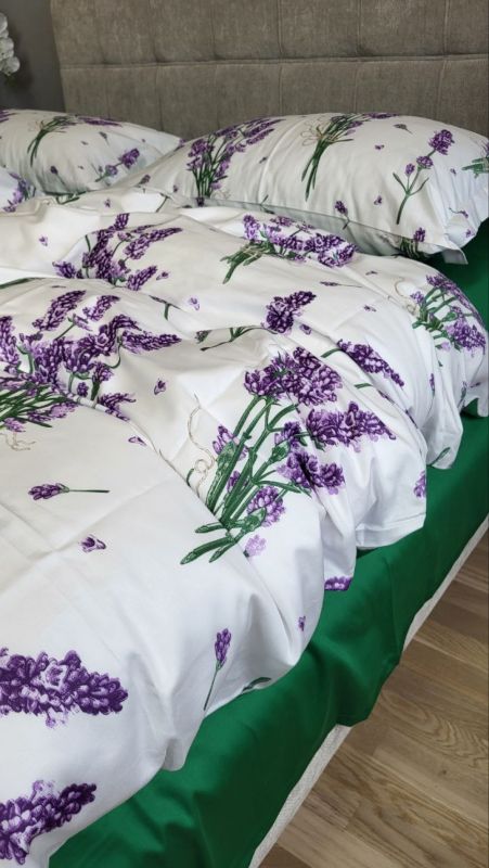 Сатин PREMIUM, LAVENDER GREEN підк. Цільн. (Полуторний)