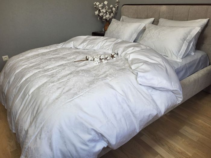 Сатин JACQUARD, TIARA WHITE (Полуторний)