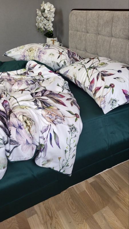 Сатин PREMIUM, PEONIES (Полуторний)