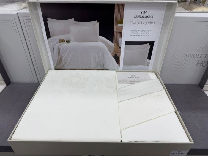 Двоспальний Євро комплект Capital Home Cream Жаккард люкс