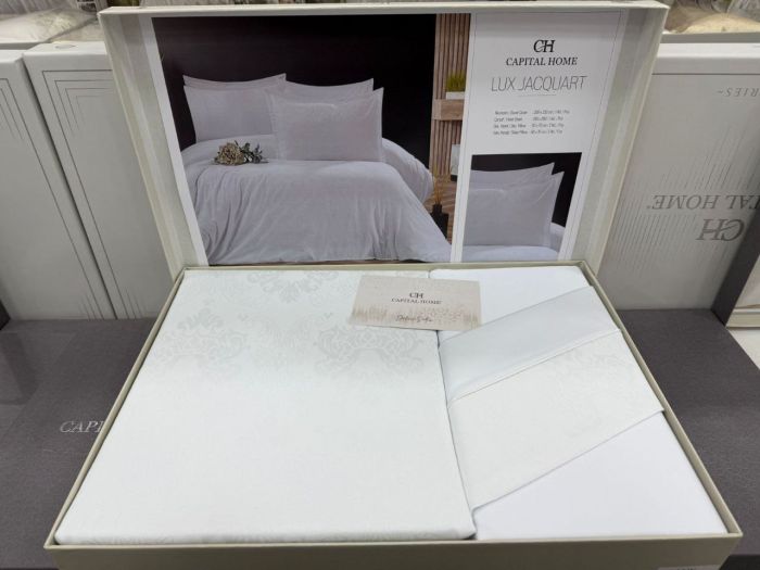 Двоспальний Євро комплект Capital Home White Жаккард люкс