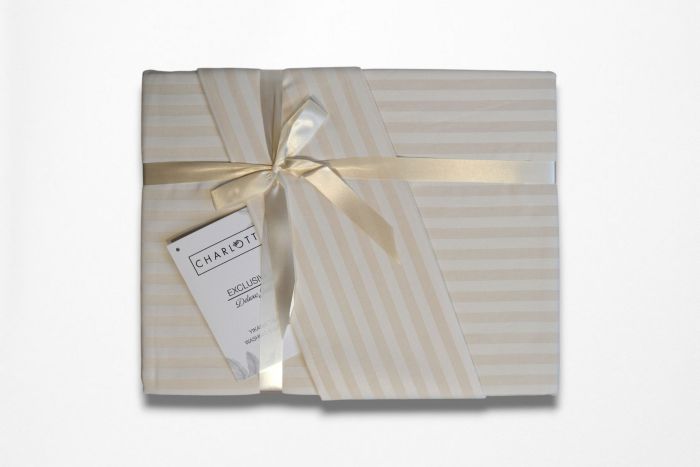 Двоспальний Євро комплект Charlotte Stone Сатин-Stripe / простирадло на резинці 180x200см