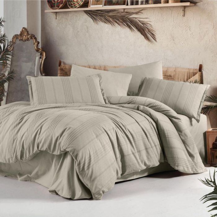 Двоспальний Євро комплект Clasy Arakis V3 Bej Ранфорс Жаккард