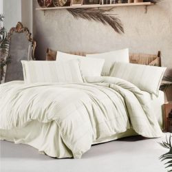 Двоспальний Євро комплект Clasy Arakis V5 Ekru Ранфорс Жаккард