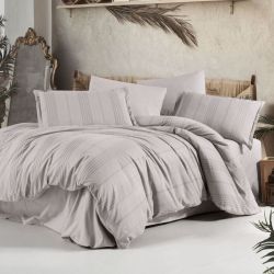 Двоспальний Євро комплект Clasy Arakis V6 Acik Gri Ранфорс Жаккард