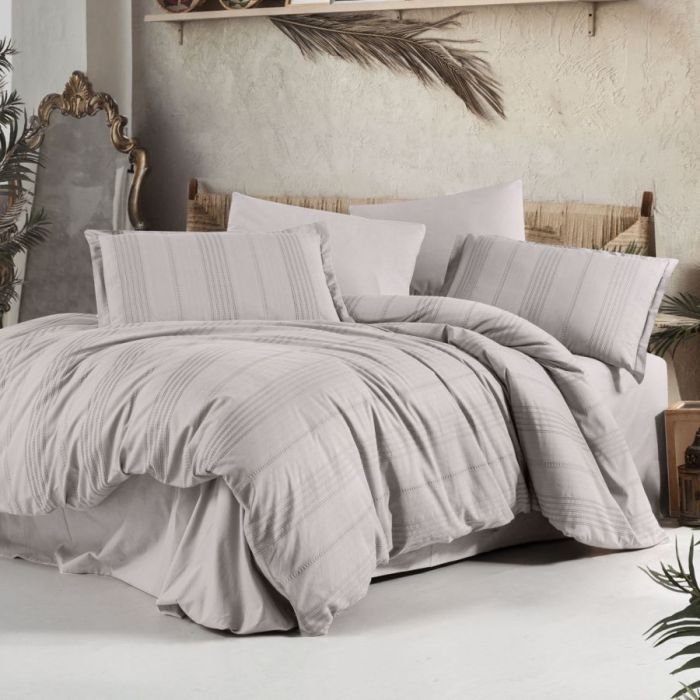 Двоспальний Євро комплект Clasy Arakis V6 Acik Gri Ранфорс Жаккард