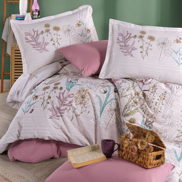 Двоспальний Євро комплект Clasy Bahari V1 Pembe Ранфорс