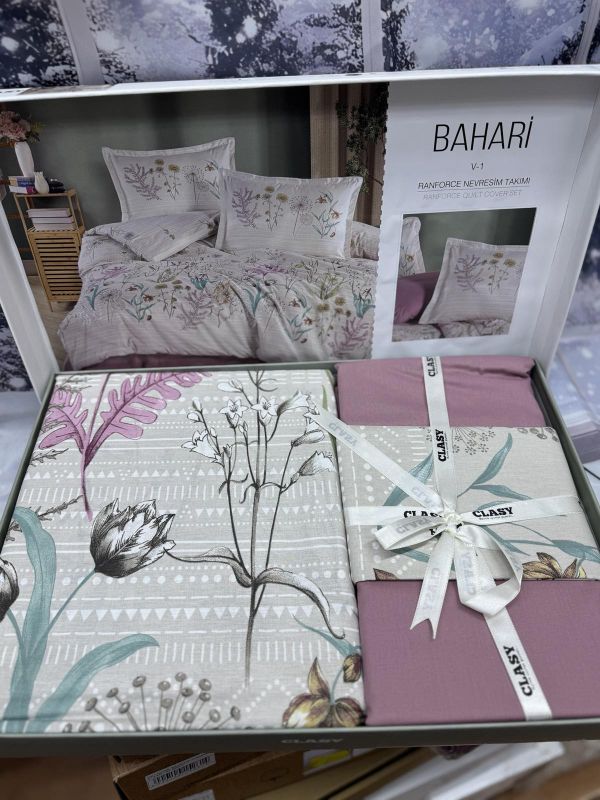 Двоспальний Євро комплект Clasy Bahari V1 Pembe Ранфорс