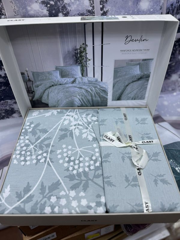 Двоспальний Євро комплект Clasy Delvin V1 Mint Ранфорс