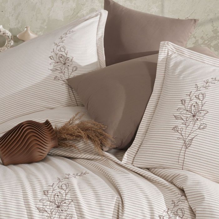 Двоспальний Євро комплект Clasy Eterna Ранфорс з вишивкою