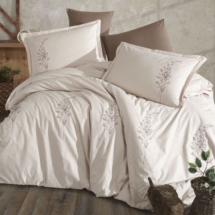 Двоспальний Євро комплект Clasy Eterna Ранфорс з вишивкою