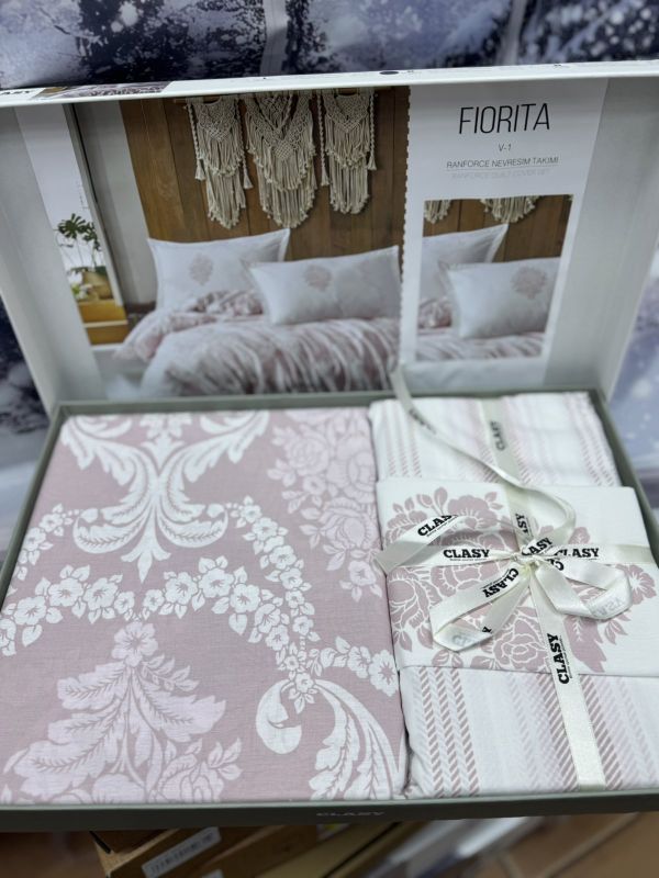 Двоспальний Євро комплект Clasy Fiorita V1 Pembe Ранфорс