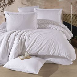 Двоспальний Євро комплект Clasy Marlet V1 Beyaz Ранфорс Жаккард з вишивкою