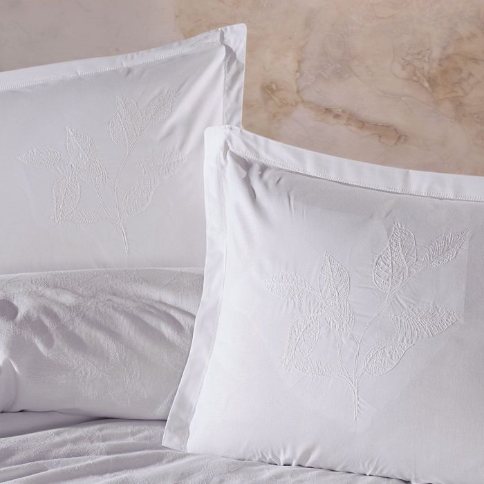 Двоспальний Євро комплект Clasy Marlet V1 Beyaz Ранфорс Жаккард з вишивкою