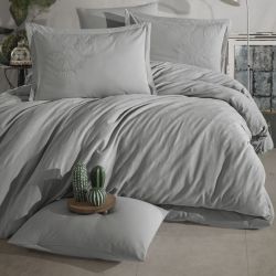Двоспальний Євро комплект Clasy Marlet V5 Gri Ранфорс Жаккард з вишивкою