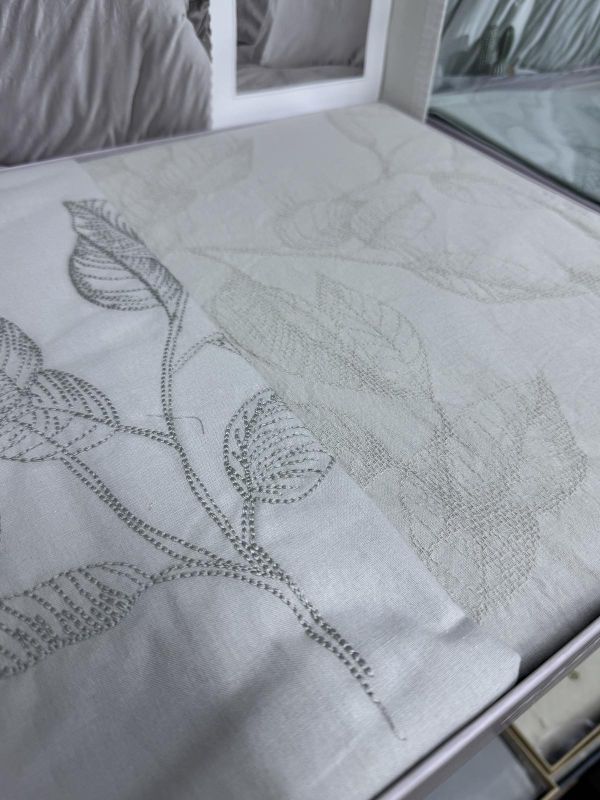 Двоспальний Євро комплект Clasy Marlet V5 Gri Ранфорс Жаккард з вишивкою