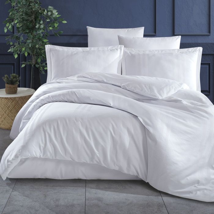 Двоспальний Євро комплект Clasy Melkor V1 Beyaz Ранфорс Жаккард