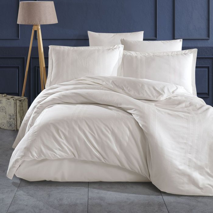 Двоспальний Євро комплект Clasy Melkor V2 Ekru Ранфорс Жаккард