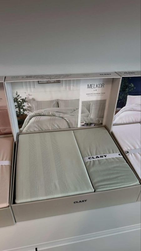 Двоспальний Євро комплект Clasy Melkor V9 Ada Cayi Ранфорс Жаккард