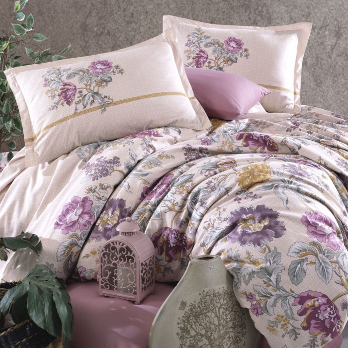 Двоспальний Євро комплект Clasy Mirante V1 Pembe Ранфорс