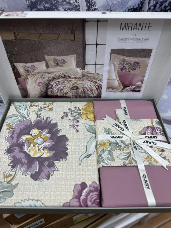 Двоспальний Євро комплект Clasy Mirante V1 Pembe Ранфорс