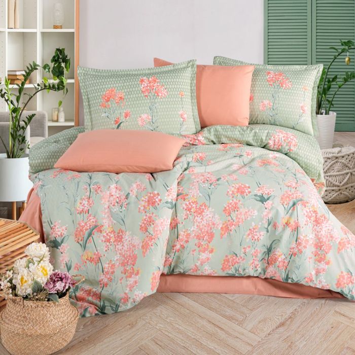 Двоспальний Євро комплект Clasy Nivora V1 Pudra Ранфорс