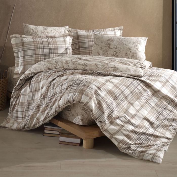 Двоспальний Євро комплект Clasy Ravel V1 Bej Ранфорс