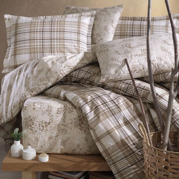 Двоспальний Євро комплект Clasy Ravel V1 Bej Ранфорс