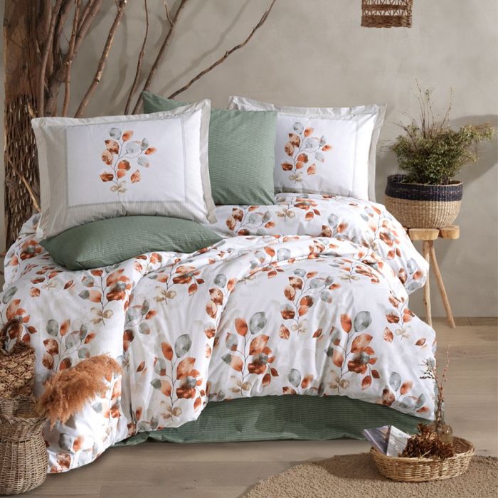 Двоспальний Євро комплект Clasy Ruska V1 Mint Ранфорс