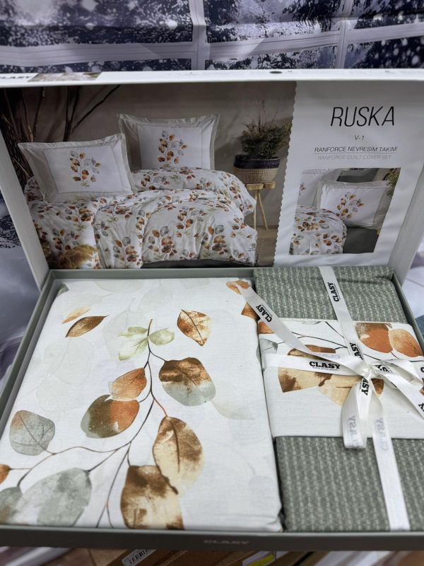 Двоспальний Євро комплект Clasy Ruska V1 Mint Ранфорс