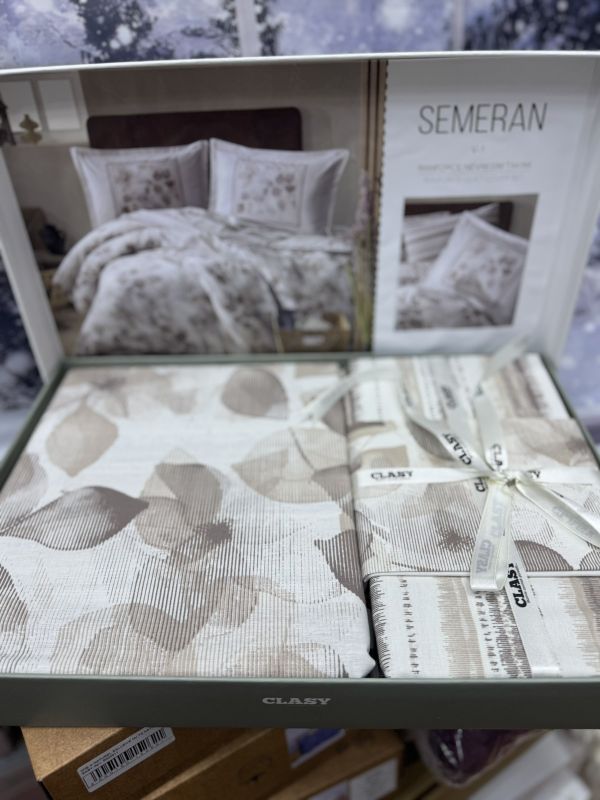Двоспальний Євро комплект Clasy Semeran V1 Bej Ранфорс