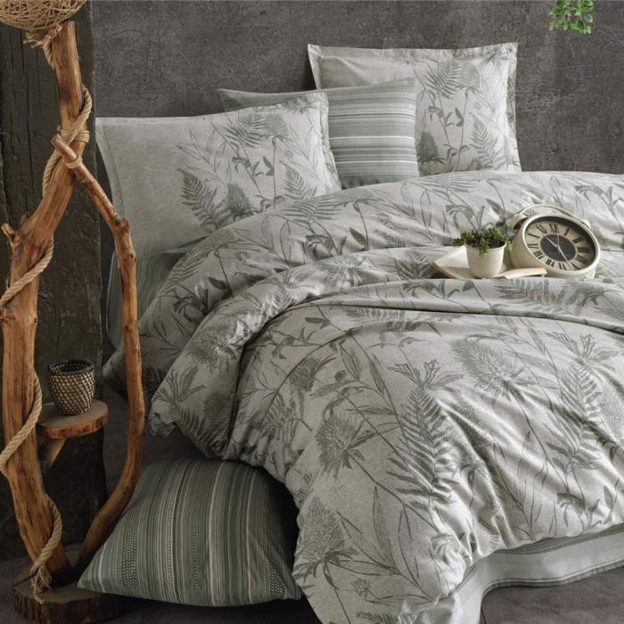 Двоспальний Євро комплект Clasy Tuva V1 Yesil Ранфорс