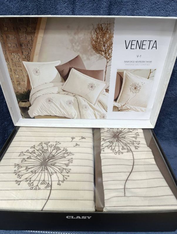 Двоспальний Євро комплект Clasy Veneta Ранфорс з вишивкою