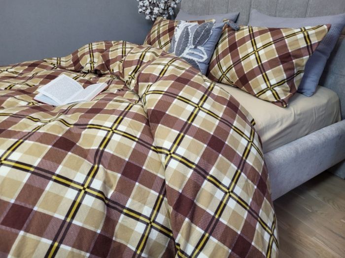 Крафт пастель/бежевий пісок, Turkish flannel (Полуторний)