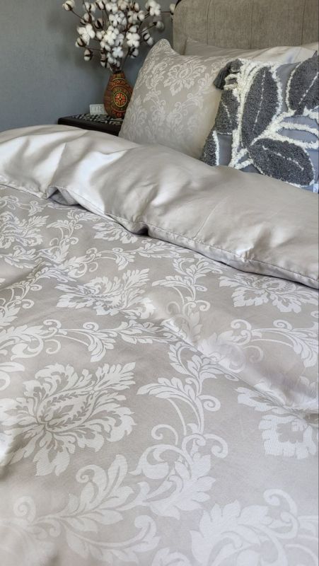 Сатин JACQUARD, TIARA GREY (Полуторний)