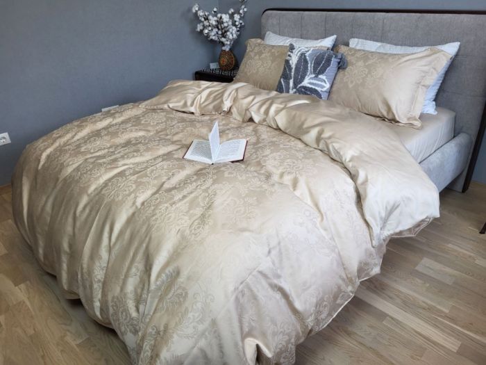 Сатин JACQUARD, TIARA BEIGE (Полуторний)