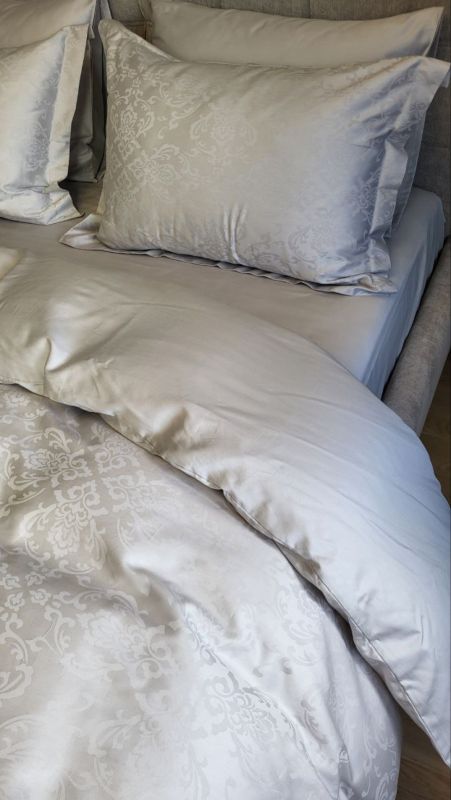 Сатин JACQUARD, CASPE GREY нав 50*70см (Двоспальний)