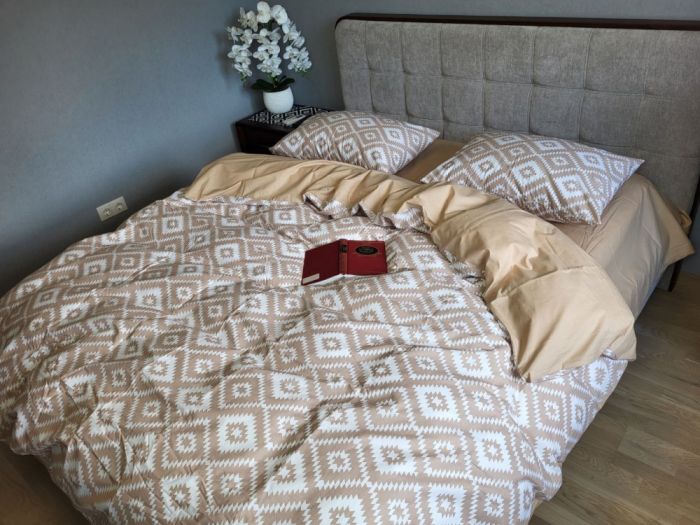 Орнамент беж, cotton (Полуторний)