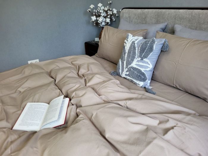 Бежевий, бязь PREMIUM (Полуторний)