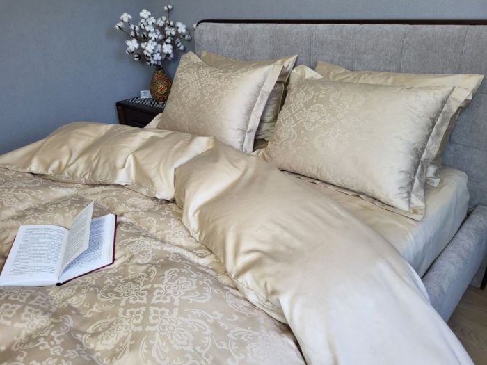 Сатин JACQUARD, CASPE BEIGE (Євро)