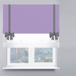 Римська штора День-Ніч Тюль/Дімаут з ланцюжковим карнизом з бантами бузковий