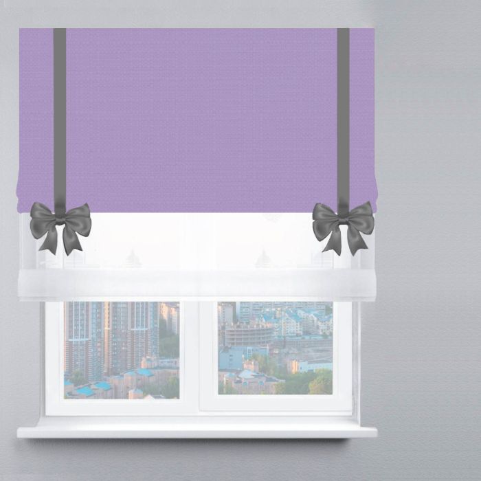 Римська штора День-Ніч Тюль/Дімаут з ланцюжковим карнизом з бантами бузковий