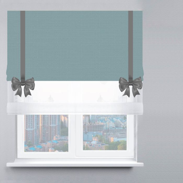 Римська штора День-Ніч Тюль/Дімаут з ланцюжковим карнизом з бантами бірюзовий