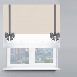 Римська штора День-Ніч Тюль/Дімаут з ланцюжковим карнизом з бантами молочний