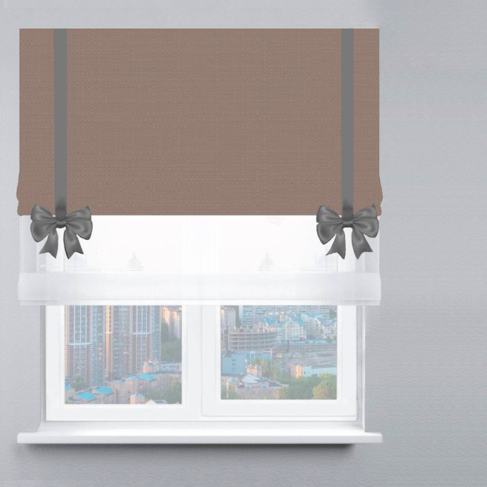 Римська штора День-Ніч Тюль/Дімаут з бантами горіховий